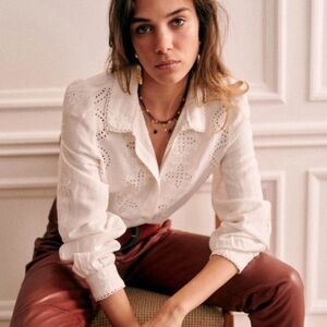 Sezane Ponnie Shirt in Ecru size 34 NWOT